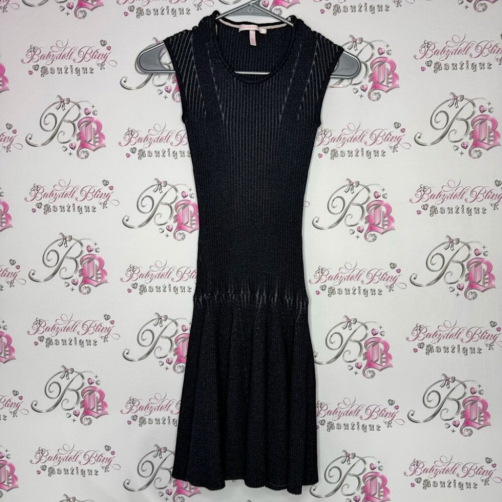 Victoria secret dress black grey stretchy ribbed tiered ruffle bottom *flaws*